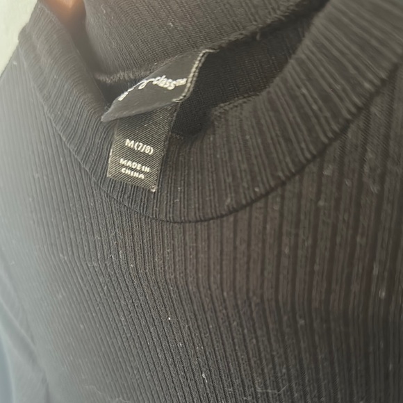 Girls Black Velvet Burnout Ribbed Dress Long Sleeve Stretch Party M 10/12 - Picture 3 of 10